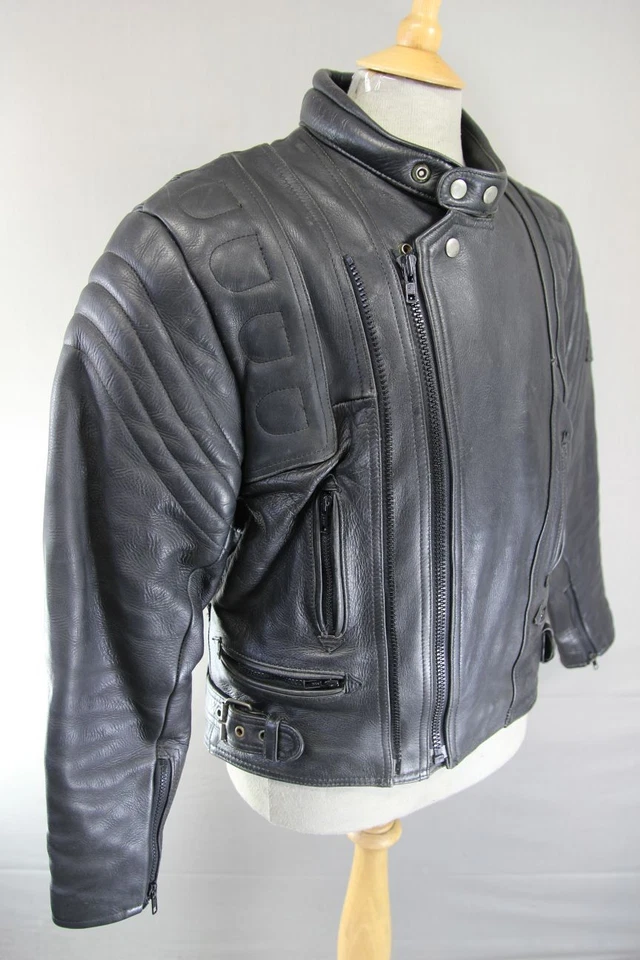AKITO MERMERCURY PLUS КЛАССИЧЕСКАЯ ЧЕРНАЯ КОЖАНАЯ БАЙКЕРСКАЯ КУРТКА С ЗАЩИТОЙ СПИНЫ 42-44» - Изображение 2 из 4