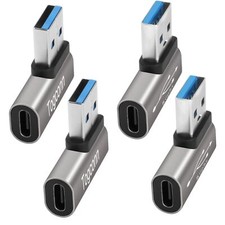 90 Degree USB to USB C Adapter 4 Pack Up and Down Right Angle USB C Female to...