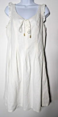 INC International Concepts 14 Dress White A Line Cottage Core Lace Up NWT