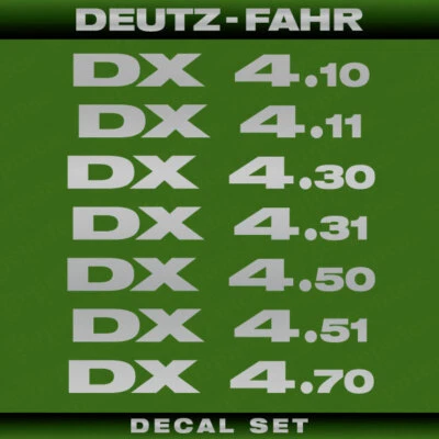 Deutz-Fahr DX 4.10, 4.11, 4.30, 4.31, 4.50, 4.51, 4.70 Traktor Aufkleber