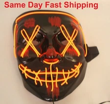 LED EDM Glow Mask 3 Modes Wire Light Up Costume Party Black Red Halloween 