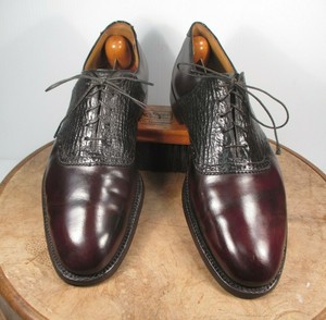cordovan and black saddle shoes