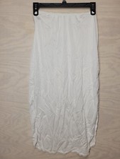 Cabernet Women's SZ M 34 Full Slip 90s 2000s Side Slits Lace Chic Boho White