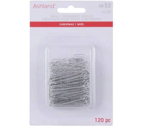 1.3” Small Silver Christmas Ornament Hooks by Ashland®, 120ct.