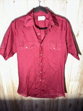 Vintage H Bar C California Ranchwear Men  s 15 Long Tail Pearl Snap Red Shirt