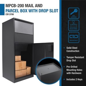 Barska Steel Floor Stand Mount Drop Slot Mail Box + Large Parcel Compartment