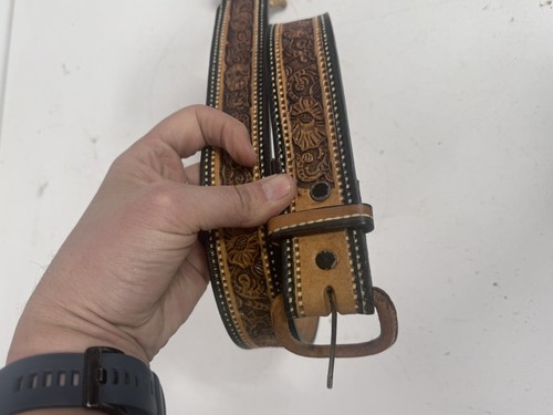 Custom Made Natural Cowhide Leather One Piece Belt Strap ‘Millie’ Stamp BLHN