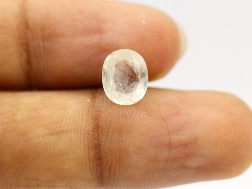 Piedra preciosa de Ceilán suelta sin calentar zafiro blanco natural incoloro de 2,33 quilates 8x7 mm - Imagen 5 de 7