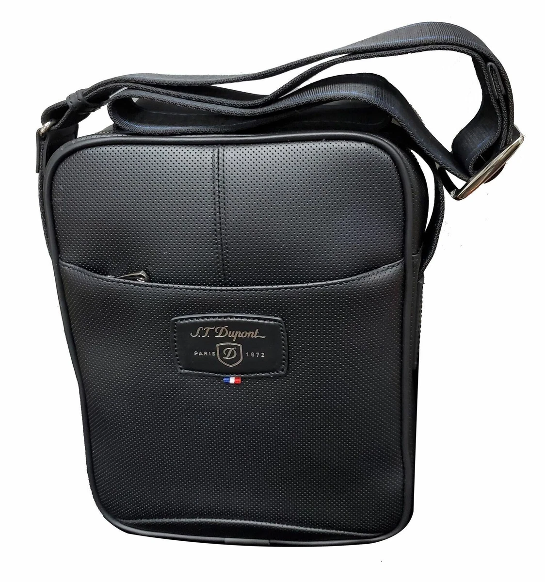 S.T. Dupont 171411 Défi perforated Leather shoulder / messenger bag ST Dupont