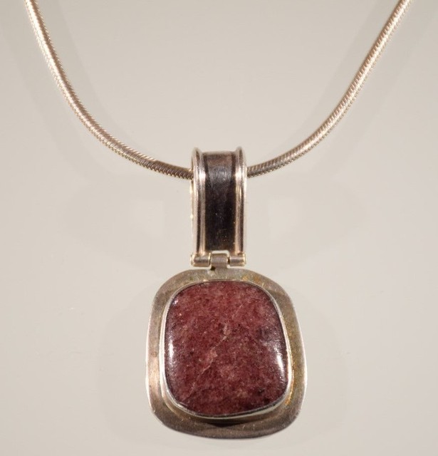 Vintage Sterling Silver Pendant Necklace Gem Stone 24" 51.2 grams Red Brown eBay