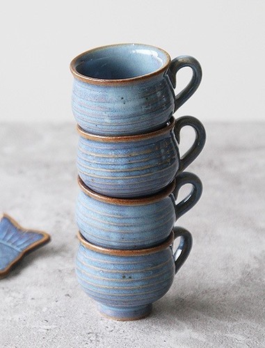 LOZA-B-Denim-Soju-Cup-with-Handle-4P-Tea-Cup-Espresso-Cup-Korean-Hard-liquor