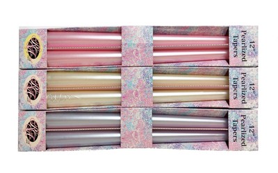 Vtg Robert Alan Pastel Easter Taper Candles, 12''  Pearlized Pink, Purple, Yellow