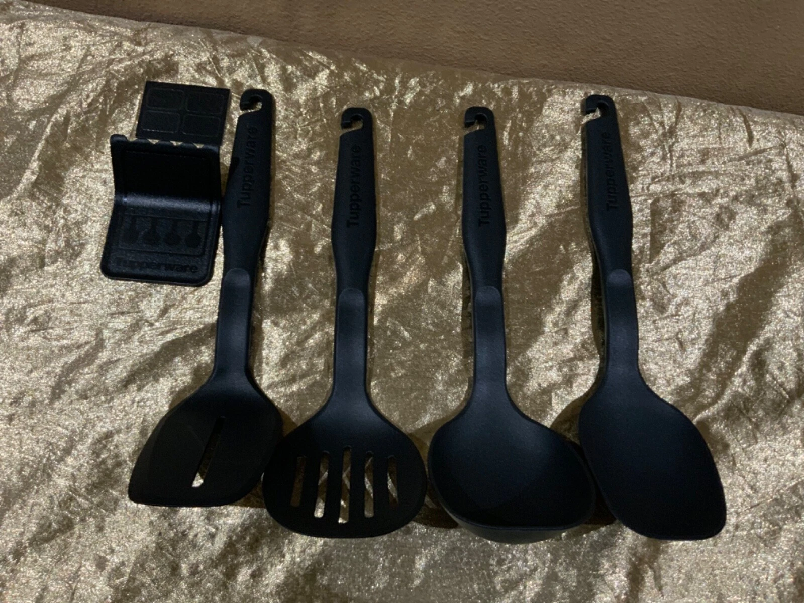 New Tupperware Beautiful Set 5 Compact Utensils: Spatula, Ladle, Spoon & Skimmer