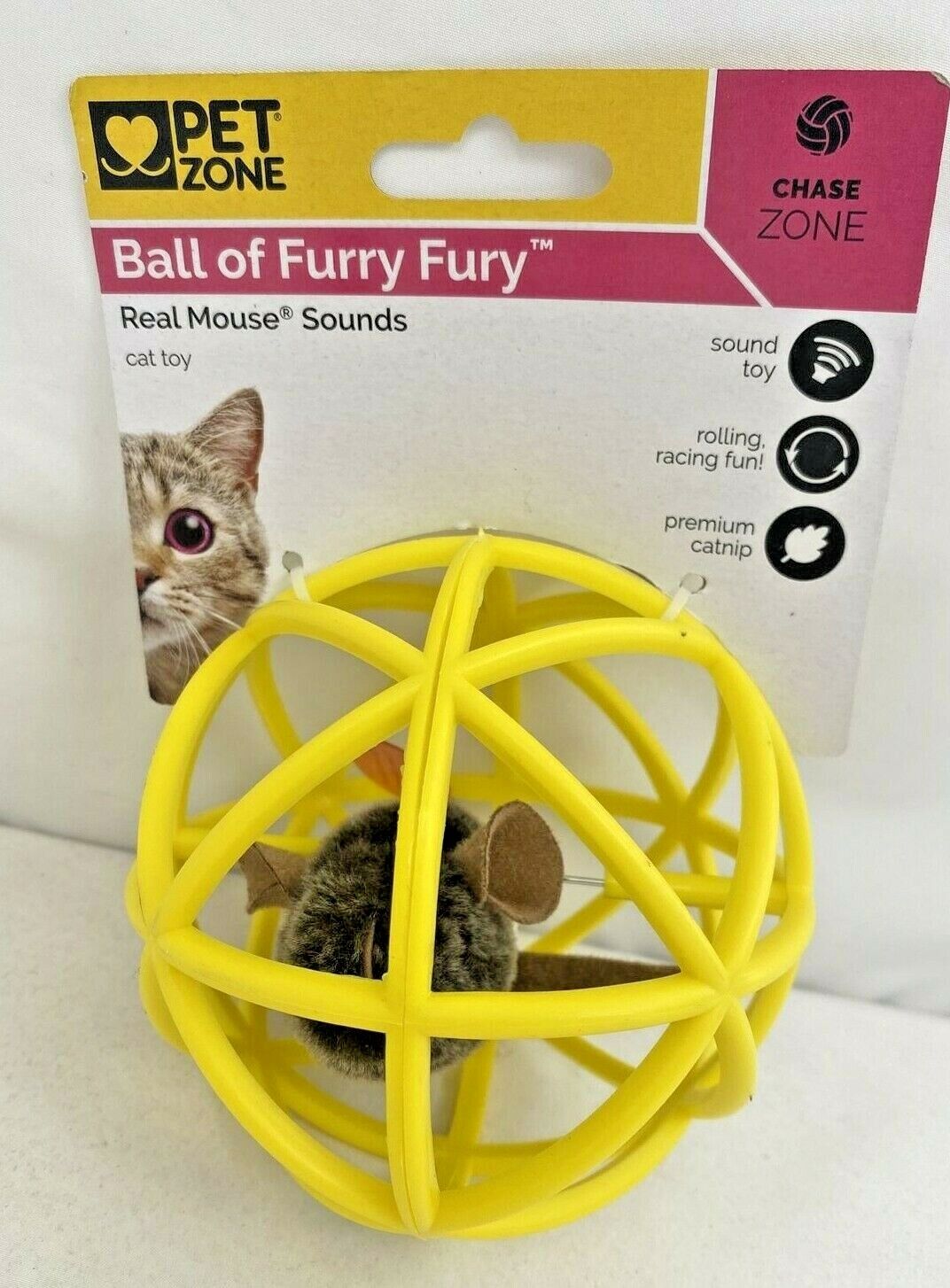 Pet Milwaukee Mall Zone security Ball of Furry Fury-Real Catnip Toy Mouse Sounds Cat
