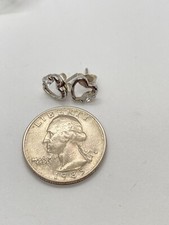 1.4g 925 STERLING SILVER OPEN HEART CRYSTAL STUD LOVE STAMPED FINE EARRINGS