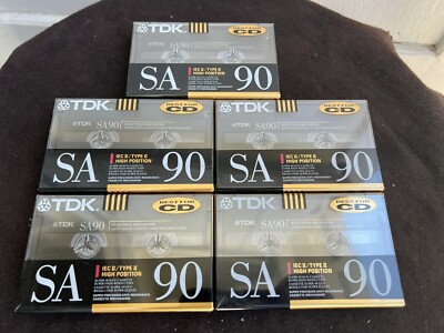Lot Of 5 Vintage TDK SA-90 Cassettes Still Sealed Never Opened