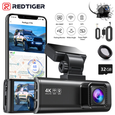 REDTIGER 4K Dashcam mit Hardwire-Kit,Polarisierende Linse und 32GB SD-Karte
