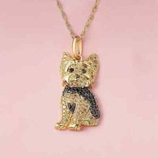 NEW ROYAL YORKIE Dog Necklace Rhinestone Pendant - Perfect Gift