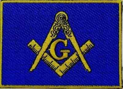 MASONIC FLAG EMBROIDERED PATCH iron-on FREEMASON BLUE SQUARE COMPASS