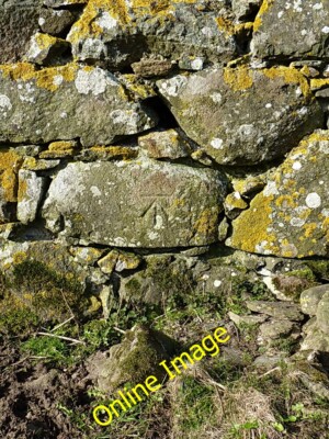 Photo 6x4 OS benchmark - Pant Gwyn barn wall Llangelynnin An OS cutmark o c2014