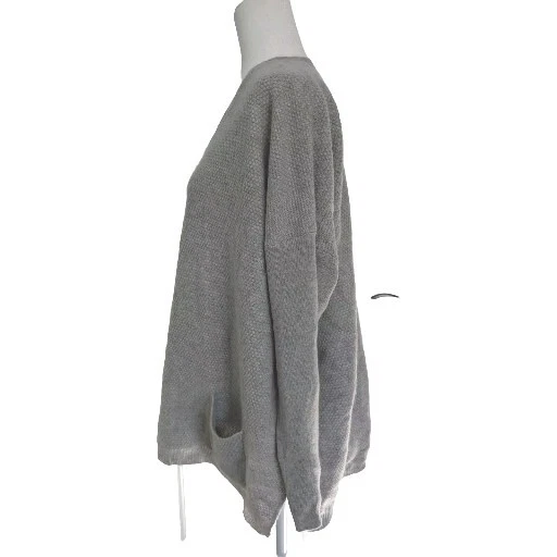 Suéter M&S cinza oversized cashmere gola V tamanho 46 minimalista dinheiro antigo  - Imagem 2 de 4