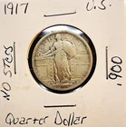 1917 U.S. Quarter Dollar - Type 1 - 90% Silver (No Stars)