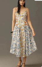 NWT Farm Rio x Anthropologie Basque-Waist Midi Dress