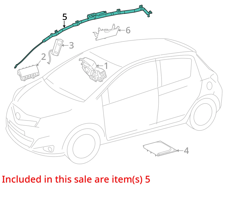 2012-2017 Toyota Yaris LH Driver Roof Curtain Airbag OEM - Image 4 of 4