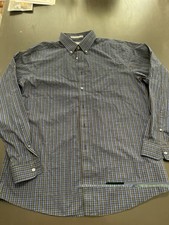 Eddie Bauer Men s TL Wrinkle Free Relaxed Fit Blue Plaid Button-Up Long Sleeve