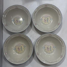 Vintage Tienshan Stoneware MEMORIES 7" Soup/Cereal Bowls Set of 4