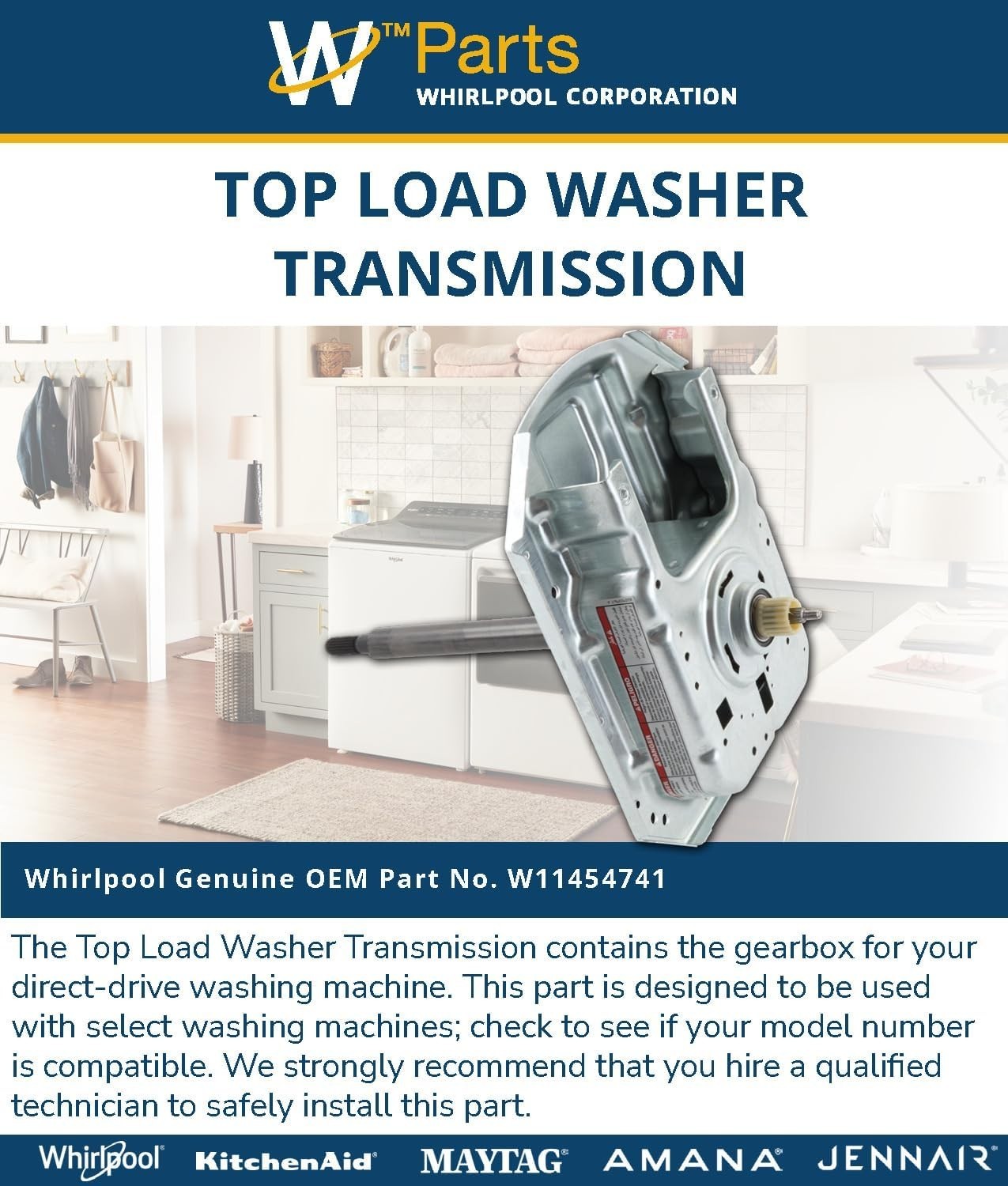 Whirlpool W11454741 Washer Gear Case OEM Part