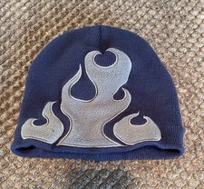 Boys Blue and Gray Flame Design Winter Hat, Youth One Size