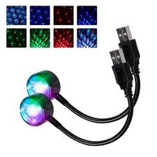2 PCS Car Ceiling Lights, USB Starlight RGB Projector with Sound Control, 9