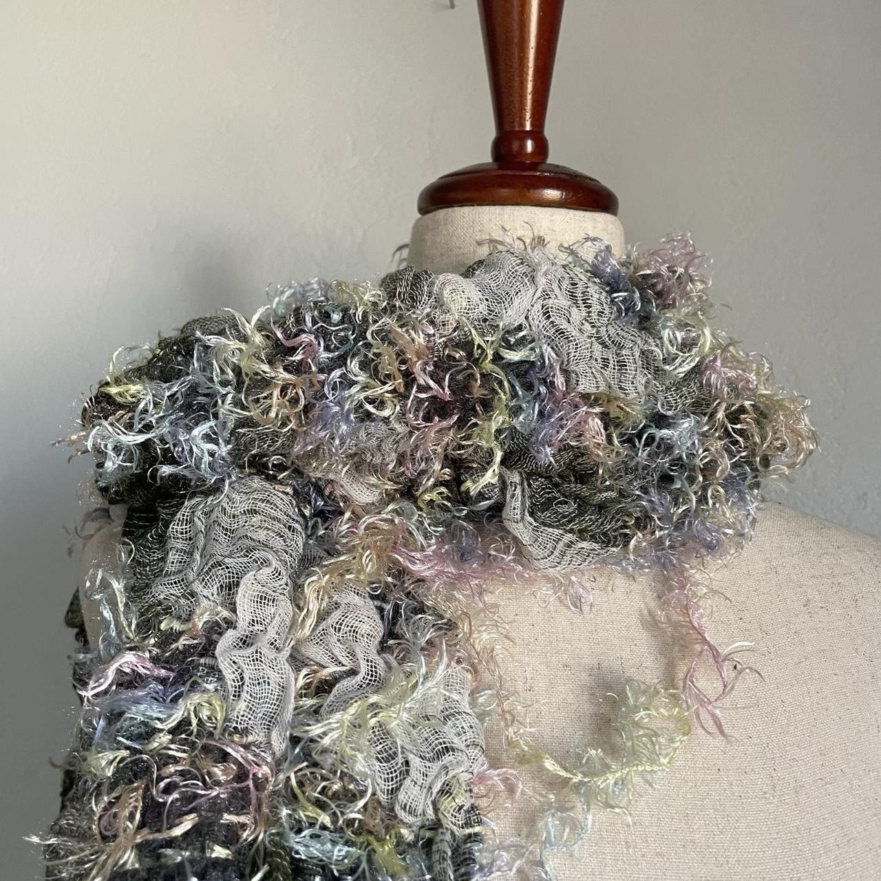 Multicolor Abstract Knit Rectangle Scarf - image 5