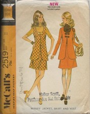 McCALL'S 2519 MISSES A-LINE SKIRT VEST JACKET PATTERN SIZE 14