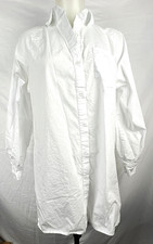 Nasty Gal White Give It Back to Hem Oversized Button-Up L/S Shirt Dress 6