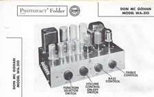 1955 Don McGohan WA-310 Amplifier Tube Amp Photofact Schematic Manual WA310