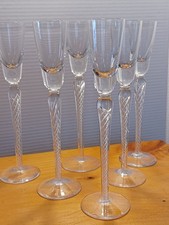 Set of 6 Stuart Turner Crystl Iona Ariel Air Twist Tall Stem Cordials 8.75
