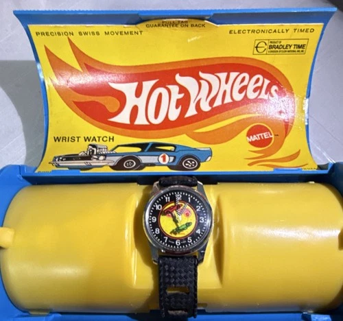 Vintage Hot Wheels Wrist Watch Mattel Swiss Movement w Original Case