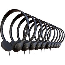 10 Pack Bulk Wired Headphones, On Ear with 3.5mm Jack, 4ft Tangle Free Cable,...