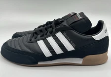 Adidas Men's Mundial Goal Leather Indoor Soccer Suede Black White 019310