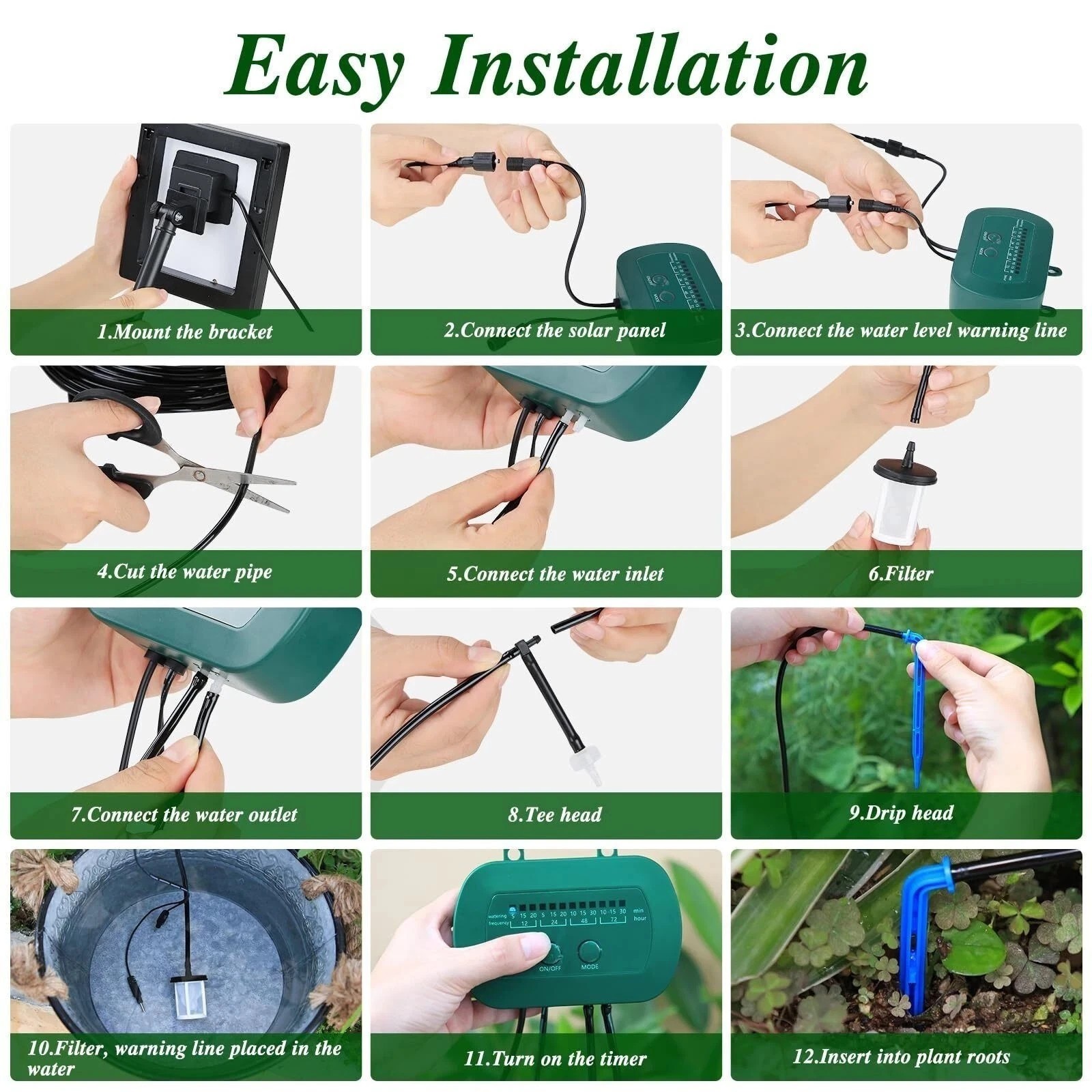 Solar Automatic Watering Kit for Garden Automatic Drip Pipe Watering Garden NB