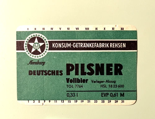 GDR - beer label, consumer - drink factory Rehsen / Saxony-Anhalt #110 B#