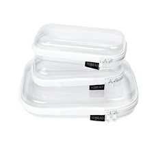 3 Pack Clear Hard Shell Zipper Case - Clear Waterproof Cosmetic Bag with Zipp...