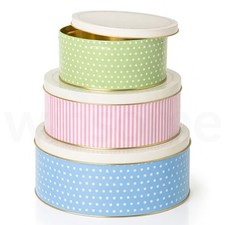 Set of 3 Cake Storage Tins Cookie Cupcake Biscuit Tin Baking Box Metal Carrier