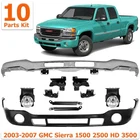 Front Bumper Chrome & Fog Lights Kit For 2003-2007 GMC Sierra 1500 2500 HD 3500