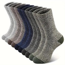 5 Pairs Thick Merino Wool Socks for Men Thermal Hiking Socks Cold Weather
