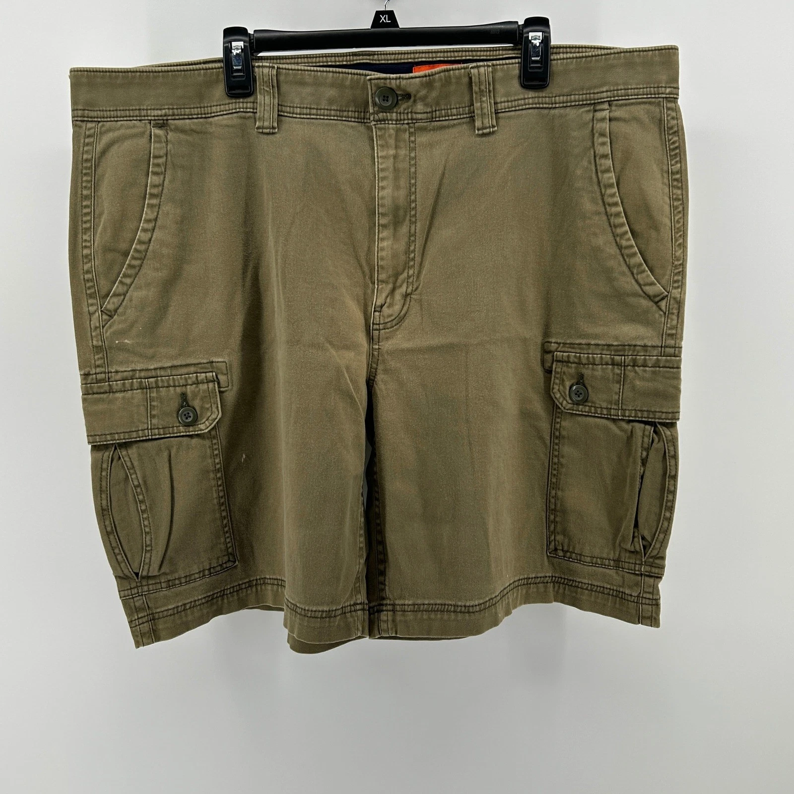 St Johns Bay Mens Olive Green Comfort Stretch Cargo Shorts 44 Utility Hiking