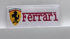 FERRARI NEW EMBROIDERED COMPANY NAME PATCH TAG 1-1/2t X 3-1/2w