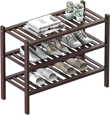 Shoe Rack 3-Tier Organizer-Stackable Storage Shelf with Multi-Function Combinati